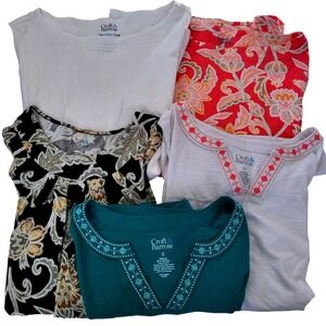 Croft & Barrow Womens 5pc Bundle Tank Tops Tees Floral‎ White Green Size 1X